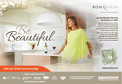 Print ad for Genstar's Bonavista community for Parade of Homes magazine and for The Winnipeg Free Press