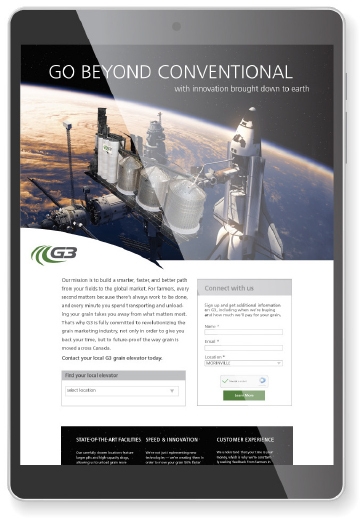 Landing page designed by 6P Marketing for G3's Go Beyond Conventional multimedia campaign