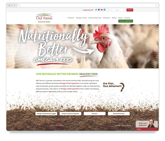 Website designed by 6P Marketing for O&T Farms