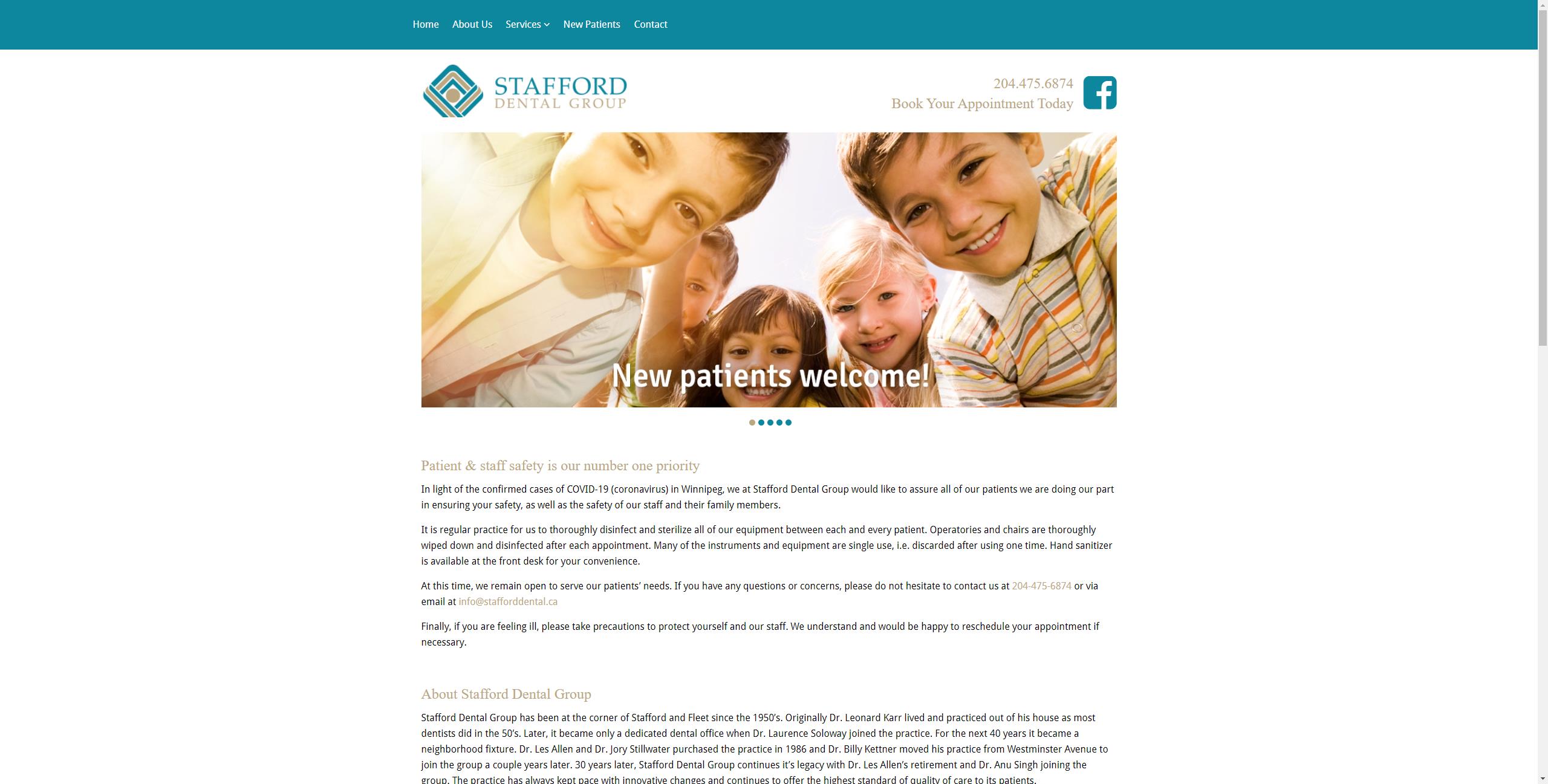 Stafford Dental Group website designed by 6P Marketing