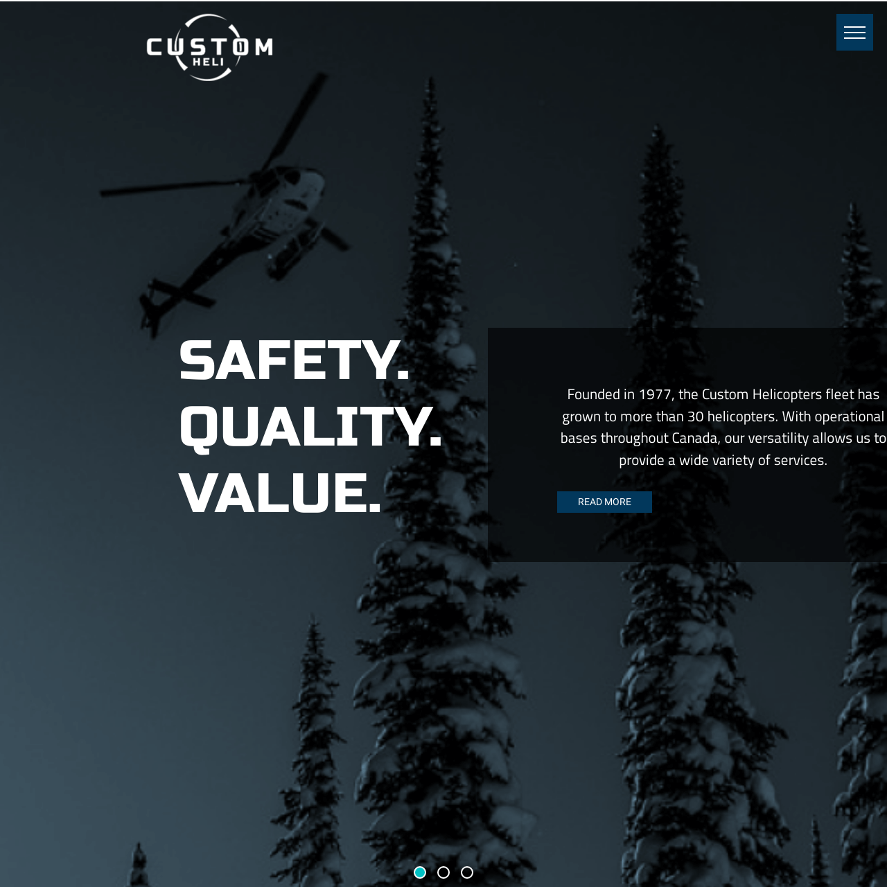 Custom Helicopters website designed by 6P Marketing