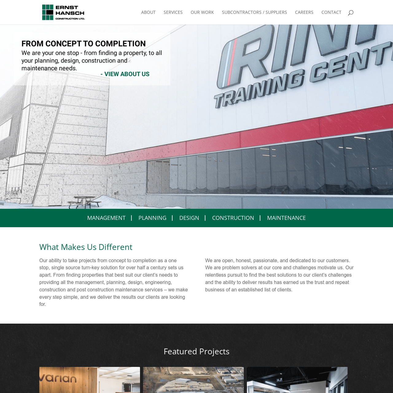 Ernst Hansch Construction website designed by 6P Marketing