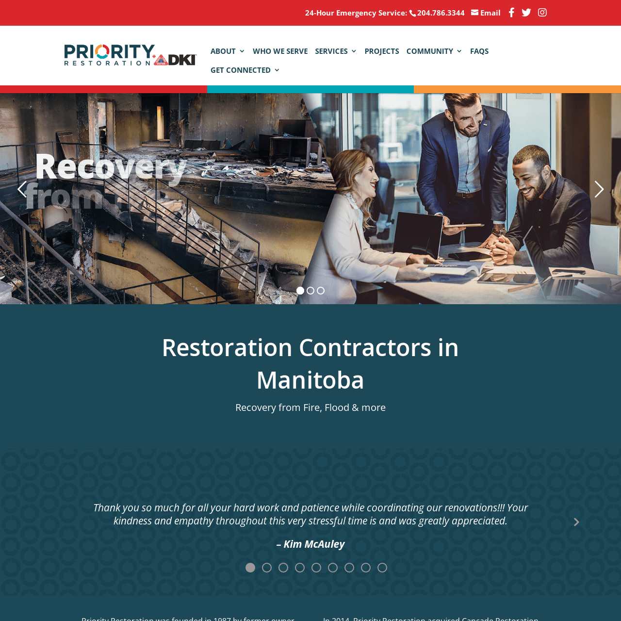 Priority Restoration website designed by 6P Marketing