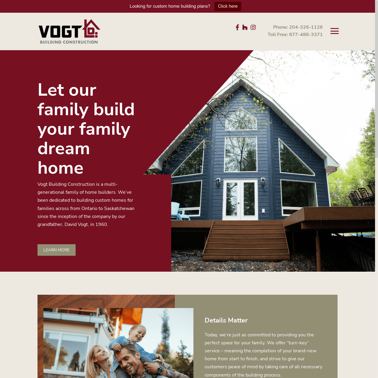 VOGT Building Construction website designed by 6P Marketing