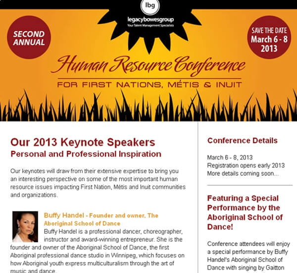 Email Newsletter for Legacy Bowes Group Human Resource Conference