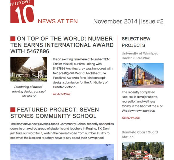 Email Newsletter for Number TEN