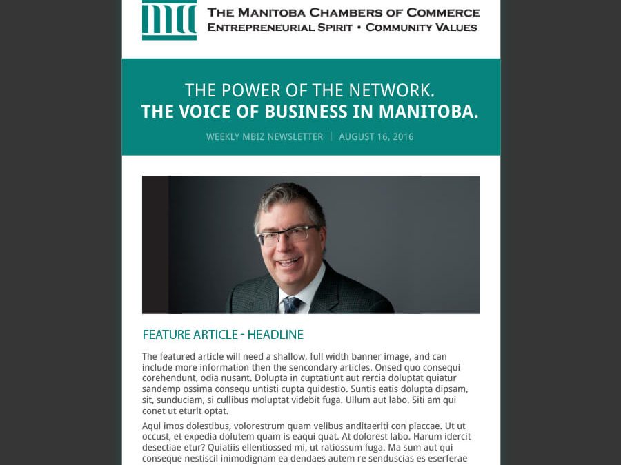 Email Newsletter for The Manitoba Chambers of Commerce