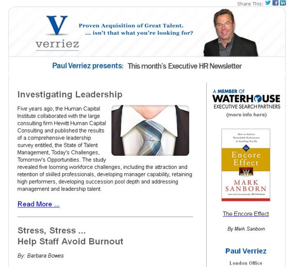 Email Newsletter for Verriez