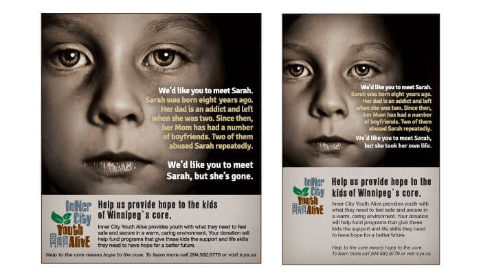 Print Ads for Inner City Youth Alive Campaign