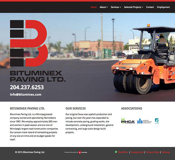 Website for Bituminex Paving Ltd
