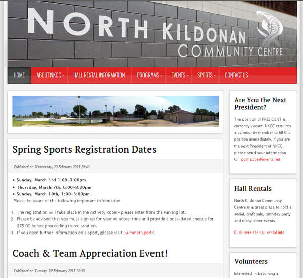 Website for North Kildonan Community Centre